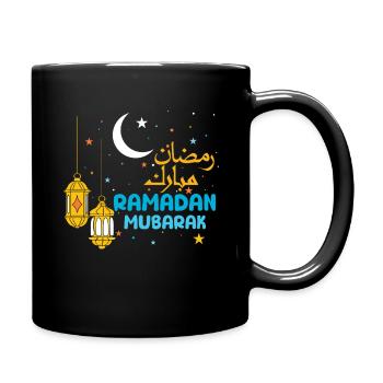 Eid Mubarak Ramadan Mubarak Lanterns Star Moon - Full Colour Mug - black - Right