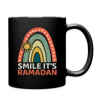 Smile It's Ramadan Eid Mubarak Joy - Full Colour Mug - black - Right