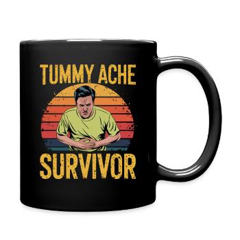 Stomach ache Survivor Retro style Humorous - Full Colour Mug - black - Right