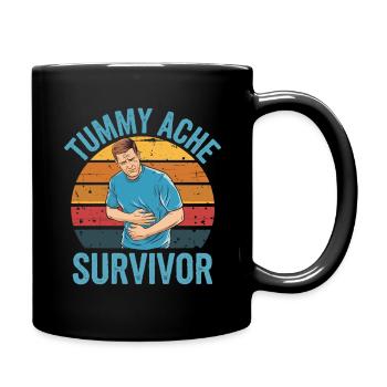Stomachache Survivor Humorous Belly Ache Design - Full Colour Mug - black - Right