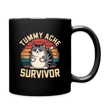 Belly Ache: Survivor Cat Retro Style - Full Colour Mug - black - Right