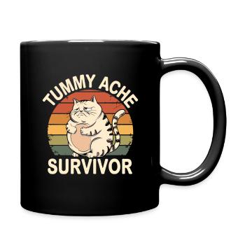 Belly Ache: Survivor Cat Vintage - Full Colour Mug - black - Right