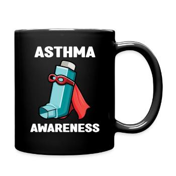Asthma Awareness Superhero Inhaler Design - Full Colour Mug - black - Right