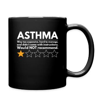 Asthma education: Expensive, difficult to handle - Full Colour Mug - black - Right