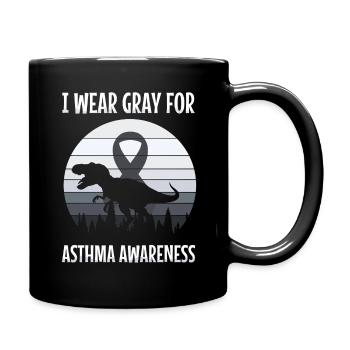 I carry gray for asthma awareness with me - Full Colour Mug - black - Right