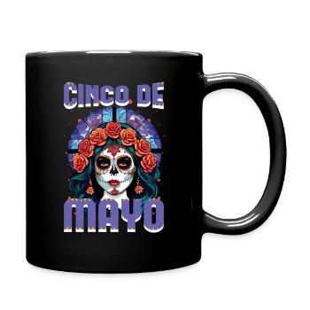 Cinco De Mayo Kunstvolles Motiv Mit Totenkopf - Tasse einfarbig - Schwarz - Rechts