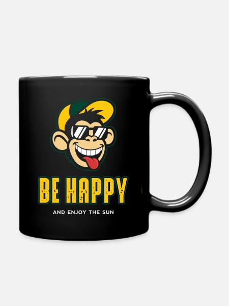 Be Happy - Tasse einfarbig - Schwarz