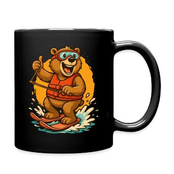Water ski bear in a good mood - Full Colour Mug - black - Right