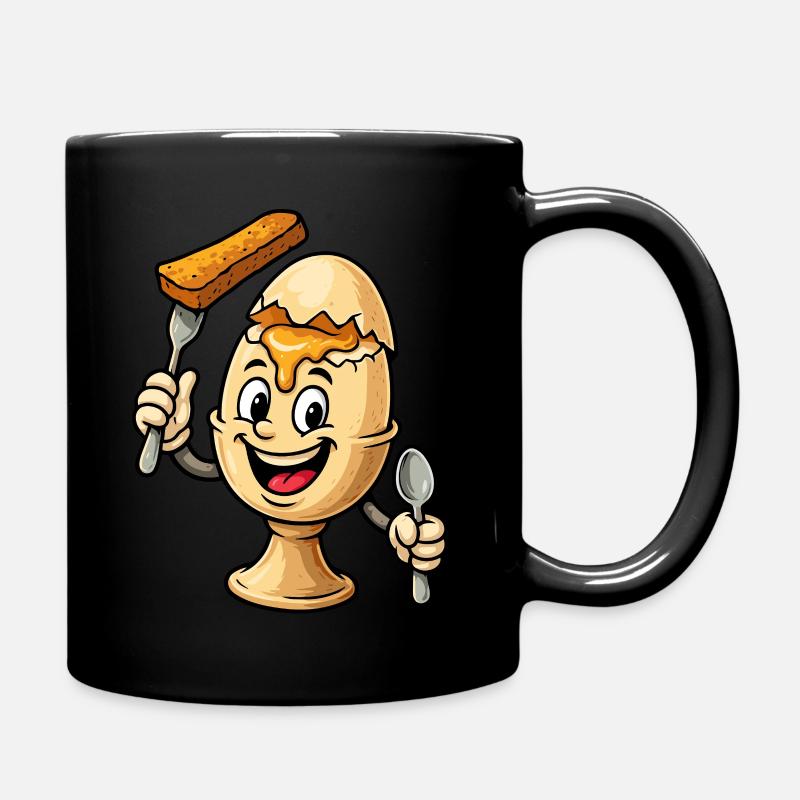Fröhliches Frühstücksei Cartoon - Tasse einfarbig - Schwarz