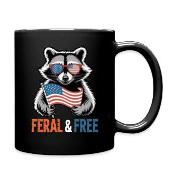 Wild & Frei Rot Weiß Und Wild Waschbär Flagge - Tasse einfarbig - Schwarz - Rechts