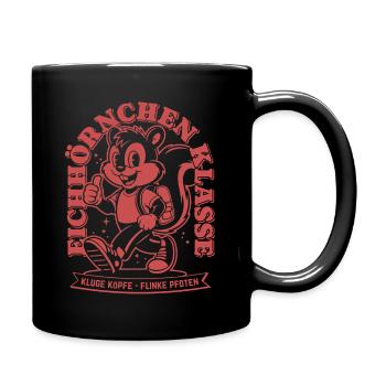 Klassentier Eichhörnchen Klasse Retro, Einfarbig - Tasse einfarbig - Schwarz - Rechts