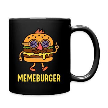 Memeburger - Crazy Burger with Glasses - Full Colour Mug - black - Right