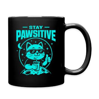 Chilling cat with sunglasses and drink - Full Colour Mug - black - Right