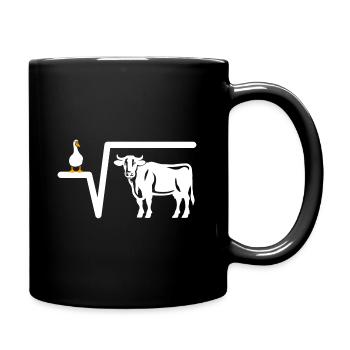 Ente Wurzel aus Kuh - Mathe Geschenk - Tasse einfarbig - Schwarz - Rechts