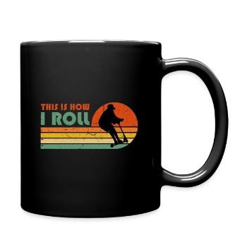 Scooter Roller Spruch Geschenk Rollen Kinder - Tasse einfarbig - Schwarz - Rechts