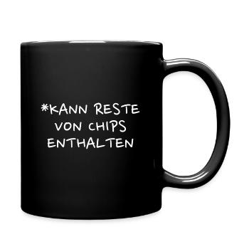 Kann Reste Von Chips Enthalten Snacks Liebe Chips - Tasse einfarbig - Schwarz - Rechts