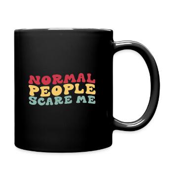 Normal people scare me – Police et couleurs rétro - Mug uni - noir - Droite