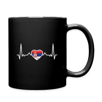 Heartbeat Serbia Vintage Serbian Flag - Full Colour Mug - black - Right