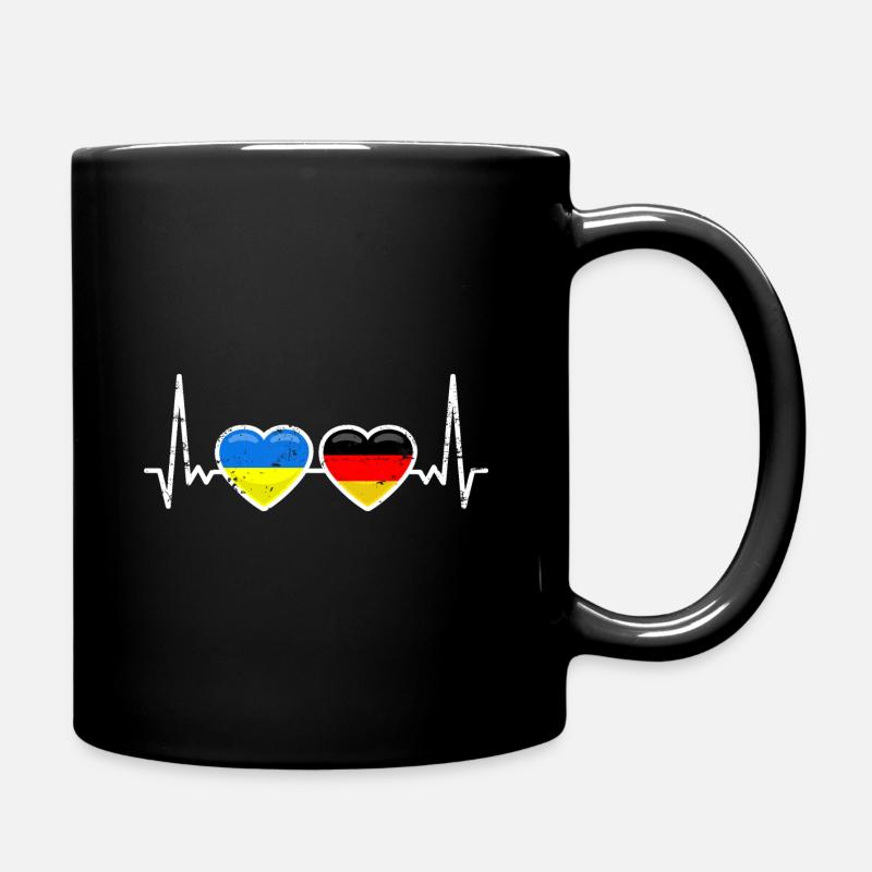 Deutschland Ukraine Flagge Herzschlag - Tasse einfarbig - Schwarz
