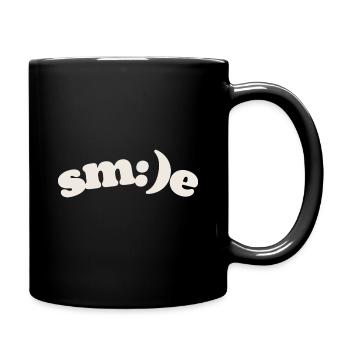 Lächeln - Tasse einfarbig - Schwarz - Rechts