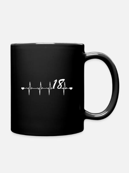 18th birthday 18 of age gift idea heart - Full Colour Mug - black