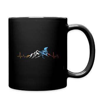 Fahrrad Mountainbike Berge Herzschlag - Tasse einfarbig - Schwarz - Rechts