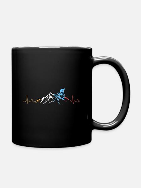 Fahrrad Mountainbike Berge Herzschlag - Tasse einfarbig - Schwarz
