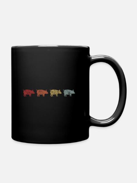 Porcs porcs rétro porc fermier truie eber cochon - Mug uni - noir