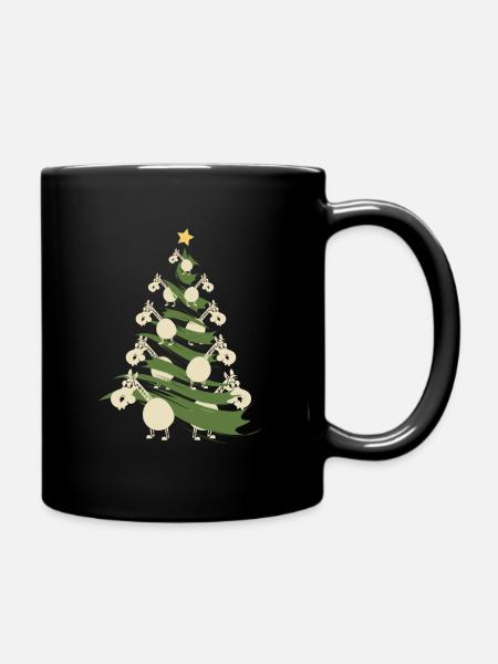 Cadeau de Noël du Père Noël avec des chevaux rigolos - Mug uni - noir