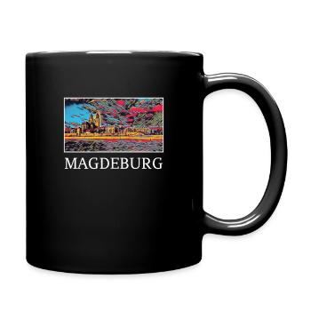 Magdeburg city skyline Germany art - Full Colour Mug - black - Right