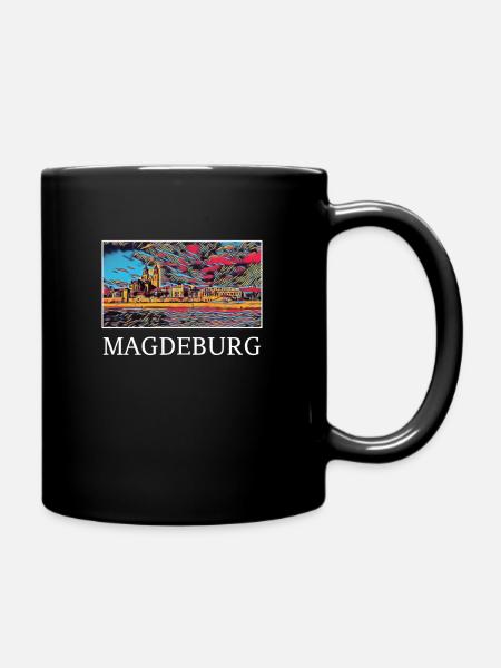 Magdeburg Stadt Skyline Deutschland Kunst - Tasse einfarbig - Schwarz