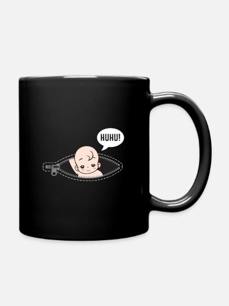 Huhu je suis là bébé cadeau de grossesse - Mug uni - noir