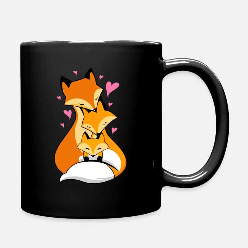 Baby mit Fuchseltern - Tasse einfarbig - Schwarz