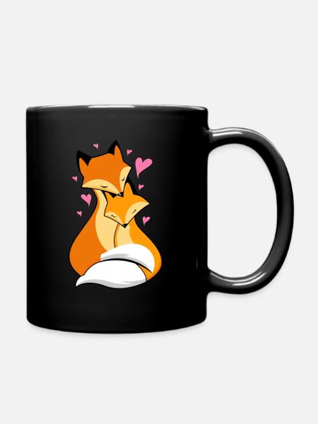 foxes in love - Full Colour Mug - black