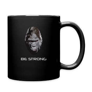 Cool, evil-looking gorilla - BE STRONG - Full Colour Mug - black - Right
