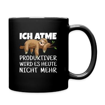 Faultier Relaxen Chillen Pause Schlafen - Tasse einfarbig - Schwarz - Rechts