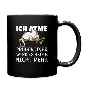 Katze Relaxen Chillen Pause Schlafen - Tasse einfarbig - Schwarz - Rechts