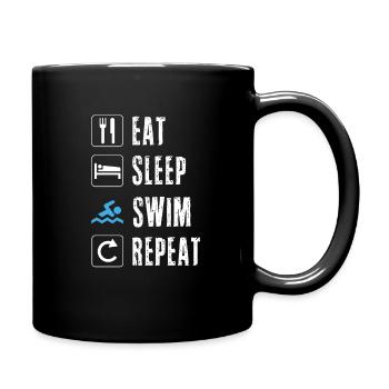 Eat Sleep Swim Repeat Swimming Swimmer - Full Colour Mug - black - Right