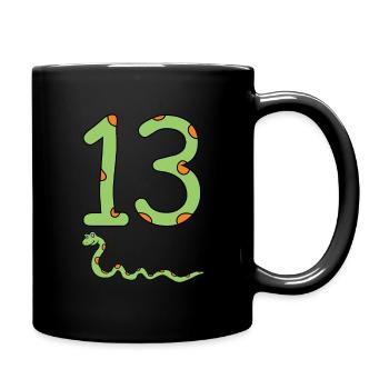 Snake Birthday Boy 13th Thirteenth Kids Reptile - Full Colour Mug - black - Right