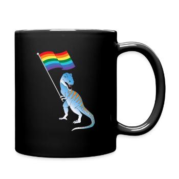 Dinosaurier Gay Pride Flag LBGTQ Homosexuell Lesben TRex - Tasse einfarbig - Schwarz - Rechts