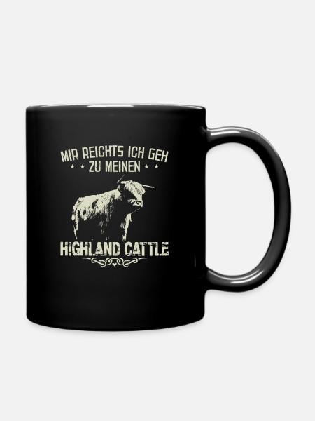 Hochlandrind Hochland Rind Highland Cattle Kuh - Tasse einfarbig - Schwarz