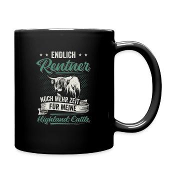 Hochlandrind Hochland Rind Highland Cattle Kuh - Tasse einfarbig - Schwarz - Rechts