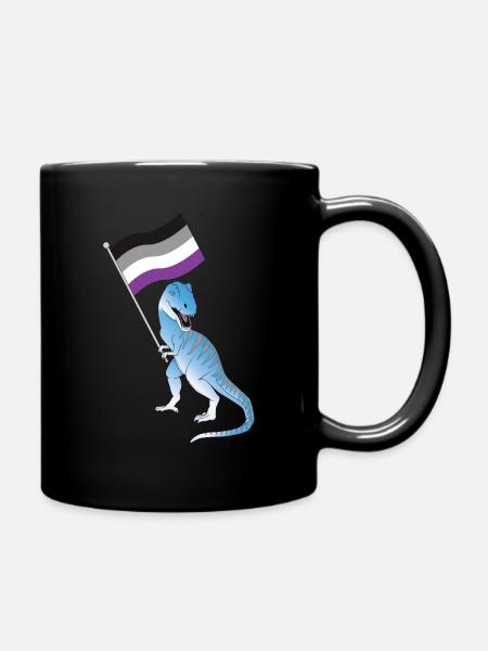 Asexuelle Flagge Dinosaurier LGBTQIA Stolz LGBT - Tasse einfarbig - Schwarz