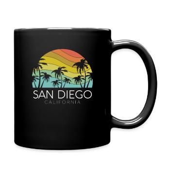 San Diego California Beach SoCal Retro Vintage - Tasse einfarbig - Schwarz - Rechts