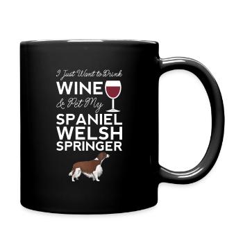 Je veux juste boire du vin et caresser mon épagneul - Mug uni - noir - Droite