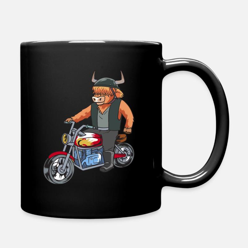Hochlandrind Highland Rind Kuh Biker Motorrad - Tasse einfarbig - Schwarz