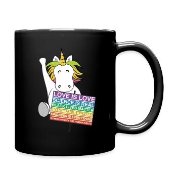 Social Justice Einhorn Aktivist signieren Gerechtigkeit - Tasse einfarbig - Schwarz - Rechts
