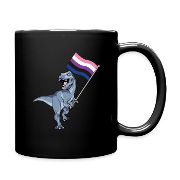Genderfluid Flag Dinosaur LGBTQIA Gender Pride - Full Colour Mug - black - Right
