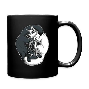 Yin Yang Foxes (weißer Rand) - Tasse einfarbig - Schwarz - Rechts