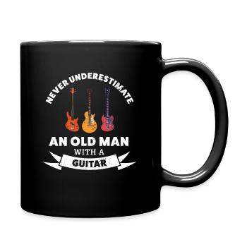 Old man with a Guitar | Funny Music Gift - Full Colour Mug - black - Right